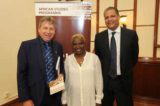 HKU President Professor Peter Mathieson and Dean of Arts Professor Derek Collins with Grammy award-winning singer Angelique Kidjo